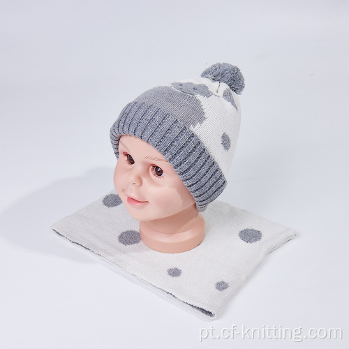 chapéu de malha de inverno e lenço para bebê